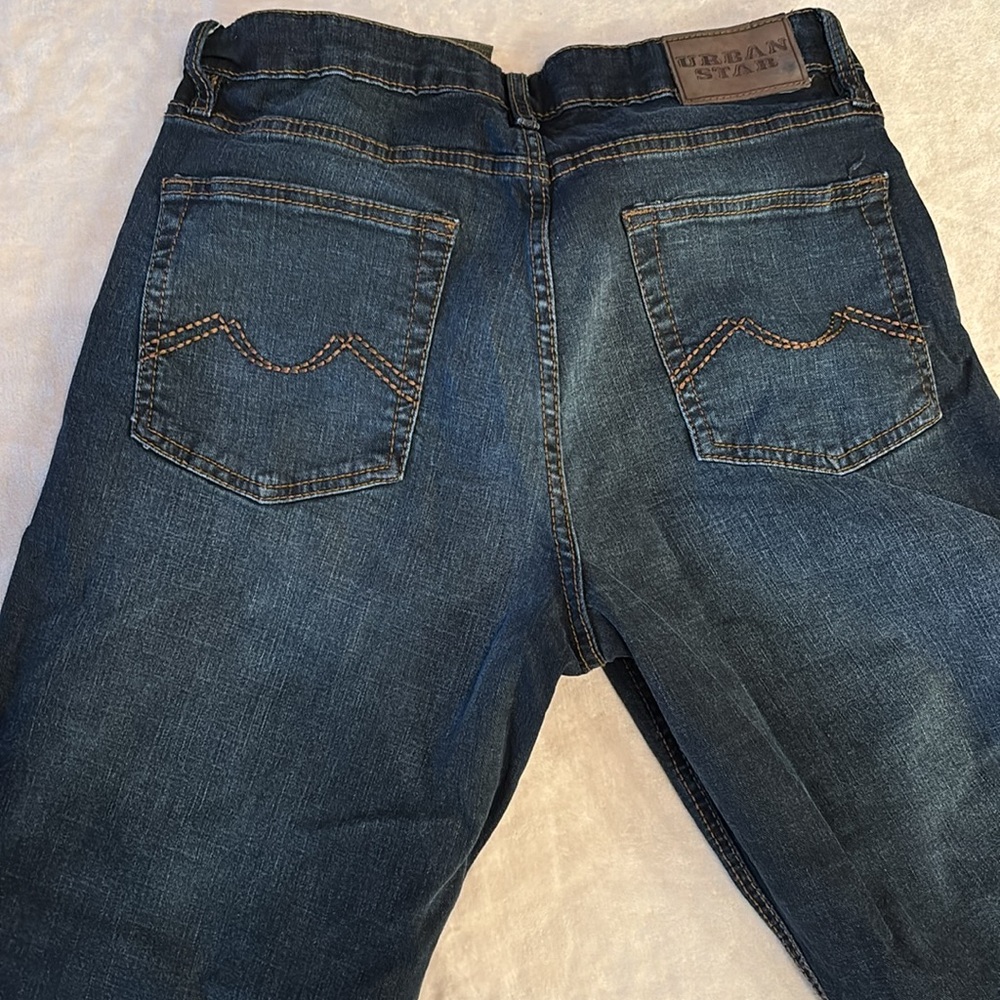 Urban Star Mens Jeans Relaxed Fit 34/30 34 30 dark wash distressed denim - Picture 7 of 8